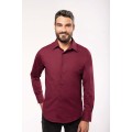 Kariban K529 pánska košeľa s dlhým rukávom strečová vínovo červená