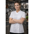 Giblor´s Alina kuchársky rondon dámsky krátky rukáv biely
