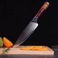 Marmiton Keiko japonský damaškový nôž 21cm červená živica / Pakkawood VG10