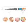 Marmiton Sachi japonský vykošťovací kuchársky damaškový nôž 15cm modrá živice VG10