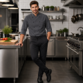 Giblor's Logan kuchárske nohavice čierne pánske i dámske Slim Fit