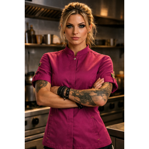 Karlowsky Green-Generation kuchársky rondon krátky rukáv dámsky ruž. Fuchsia