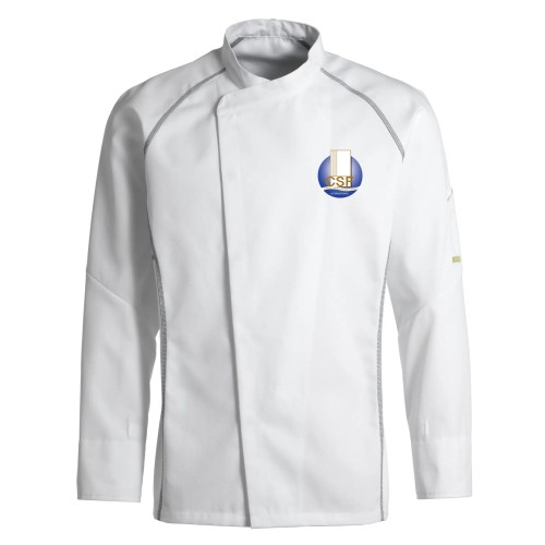 Kentaur 23401 chef jacket long sleeve men women white with gray