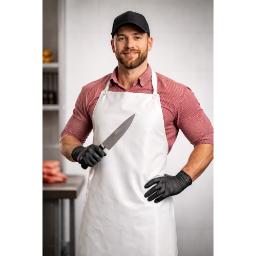 Toma M222 PVC nepremokava zastera s trakmi biela