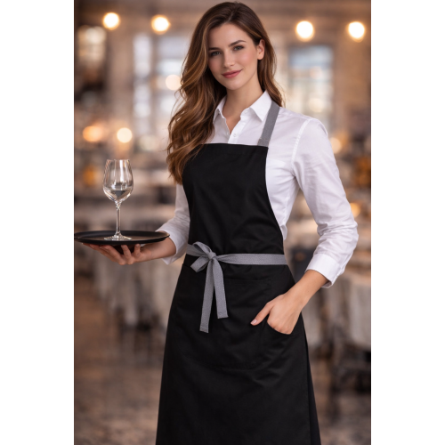 Denny's DP130 Crossback kuchárska a casnicka zastera s trakmi čierna Denny's DP130 Crossback kuchárska a casnicka zastera s trakmi čierna