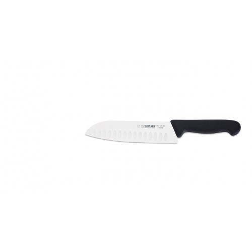 Kuchársky nôž Santoku Giesser Messer drážkovaný 18cm - farba čierna