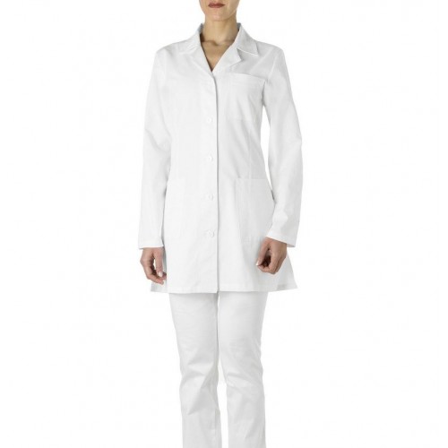 Giblor's Lina pracovný plášť krátky dámsky 100% bavlna - farba biela
