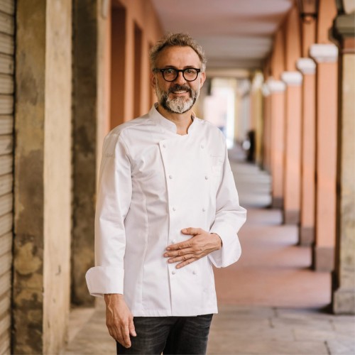 Giblor's Massimo Bottura kuchársky rondón dlhý rukáv - farba biela