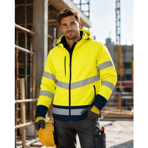 Rossini Hook Hi-Vis reflexná pracovná bunda softshelová pánska dámska žltá Rossini Hook Hi-Vis reflexná pracovná bunda softshelová pánska dámska žltá