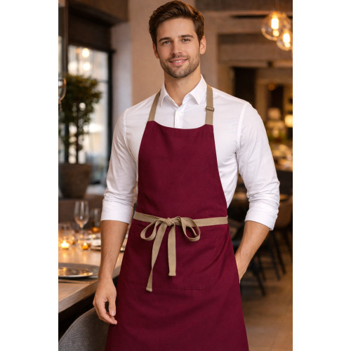 Kariban Eco-friendly kuchárska aj casnicka zástera s trakmi a vreckom bordó Rosewood Kariban Eco-friendly kuchárska aj casnicka zástera s trakmi a vreckom bordó Rosewood