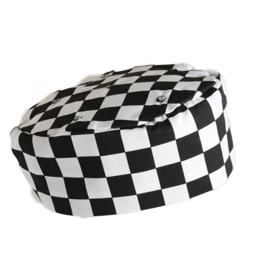 Kuchárska čapica Denny's 100% bavlna pánska aj dámska čierno-biela kocka