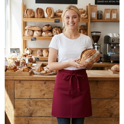 Denny's DP100 casnicka a kuchárska zástera do pása vínovo červená