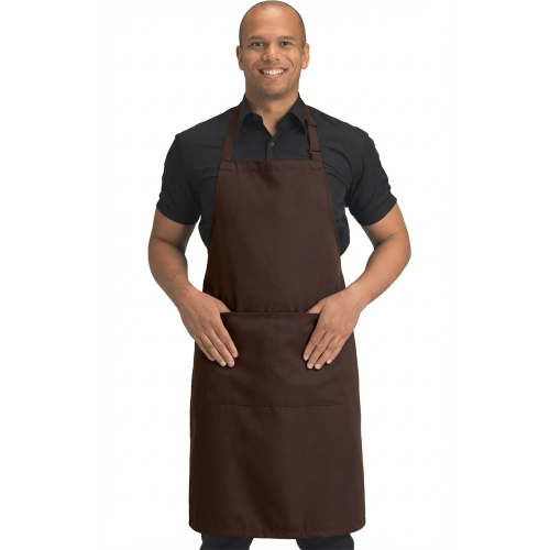 Denny's DP210 kuchárska zástera s trakmi a vreckom tmavo hnedá