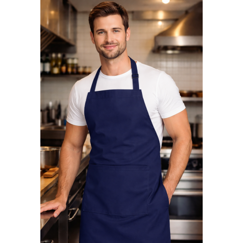 Velilla 404203 kuchárska a casnicka zastera s vreckom a trakmi tmavo modrá