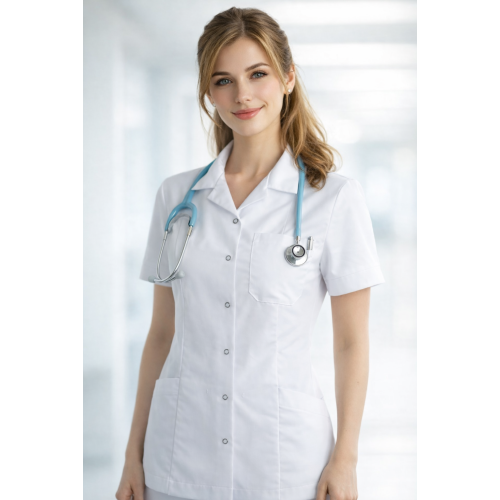 Kentaur 1310 zdravotnícke šaty tunika dámske krátky rukáv - farba biela Kentaur 1310 zdravotnícke šaty tunika dámske krátky rukáv - farba biela