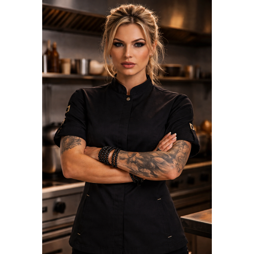 Karlowsky Green-Generation kuchársky rondon krátky rukáv dámsky čierny