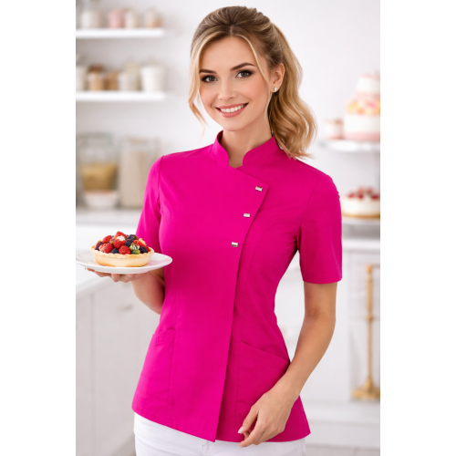 Giblor´s Greta kuchársky rondon dámsky krátky rukáv ružová Fuchsia