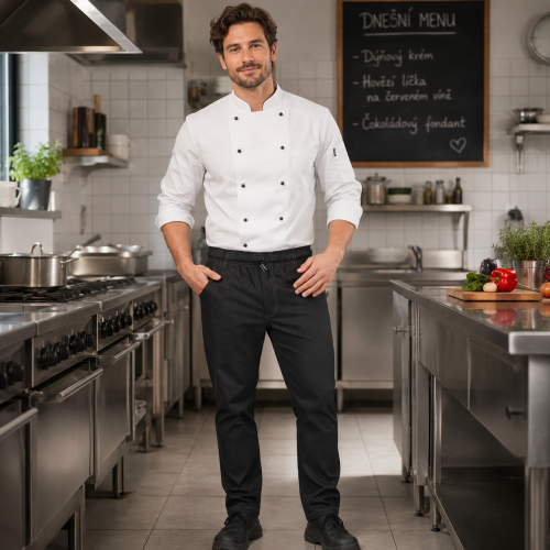 Denny's Le Chef DF22 pracovné a kuchárske nohavice pánske aj dámske čierna