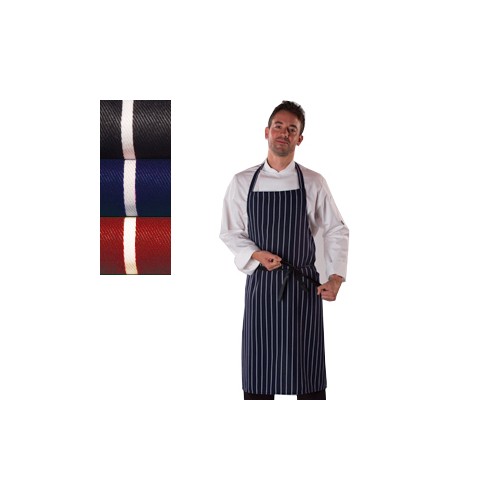 Dennys Le Chef DP50 mäsiarska zástera s trakmi pozdĺžne prúžkovaná čierna