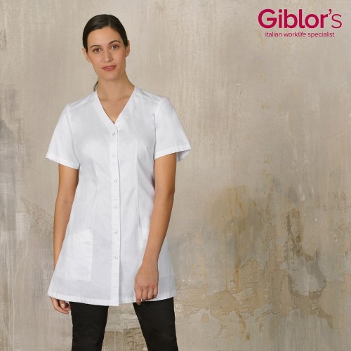 Giblor's Nina dámsky pracovný plášť krátky 100% bavlna biela