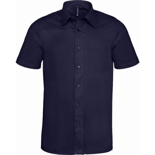 Kariban Pánska strečová košeľa s krátkym rukávom tmavo modrá