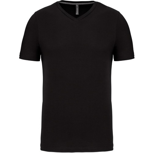 Kariban K357 čierne tričko panske krátky rukáv V-neck 100% bavlna
