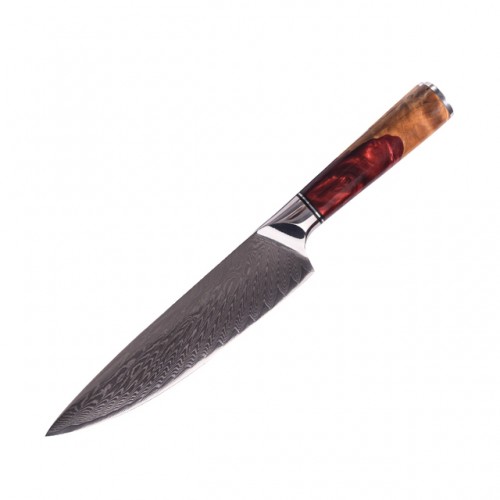 Marmiton Keiko japonský damaškový nôž 21cm červená živica / Pakkawood VG10