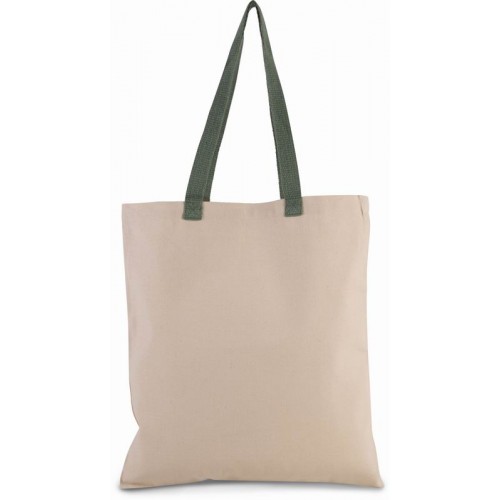 Klasická nákupná bavlnená taška z pevného plátna Natural/Dusty Light Green