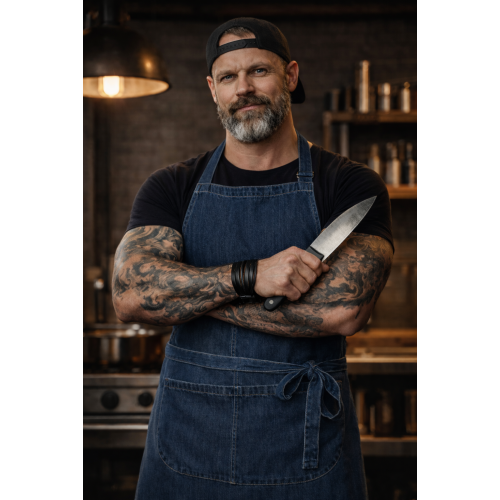 Kariban K885 casnicka a kuchárska zástera s vreckom denim Kariban K885 casnicka a kuchárska zástera s vreckom denim