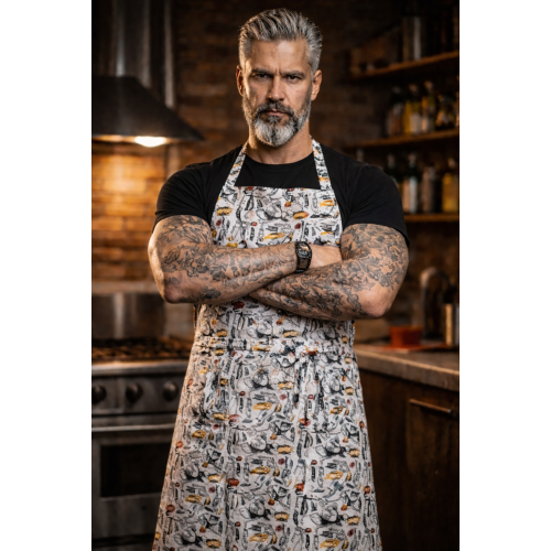 Toma SUPERHEROES kuchárska zástera s trakmi a vreckom pánska dámska Toma SUPERHEROES kuchárska zástera s trakmi a vreckom pánska dámska