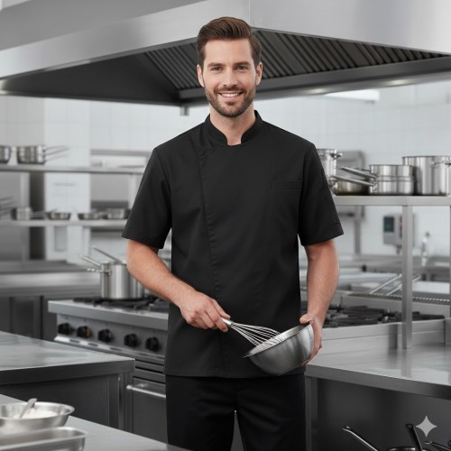 Giblor's Thiago kuchársky rondón krátky rukáv - farba čierna Giblor's Thiago kuchársky rondón krátky rukáv - farba čierna