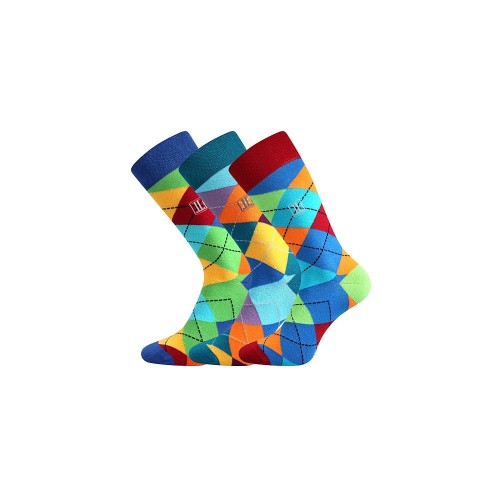 Lonka Dikarus bavlnené ponožky kocky 3 páry pánske farebné