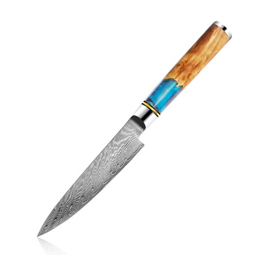 MARMITON Hideaki japonský damaškový nôž okrajovací 13cm rukoväť modrá živica VG10