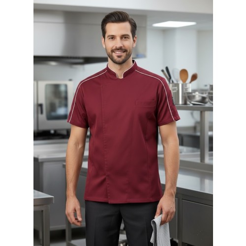 Giblor's Mark kuchársky rondón pánsky krátky rukáv - farba vínovo červená