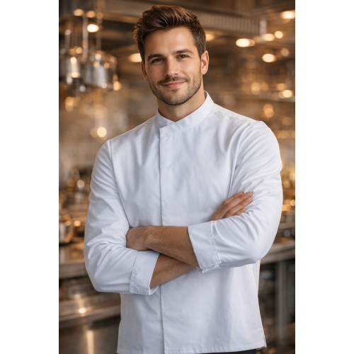 Kentaur 23591 kuchársky rondón dlhý rukáv pánsky aj dámsky biela