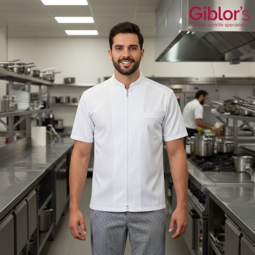 Giblor's Mattia kuchársky rondón krátky rukáv biely