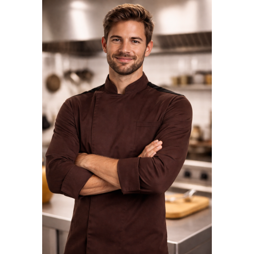 Giblor´s Raul kuchársky rondon dlhý rukáv pánsky dámsky tmavo hnedá