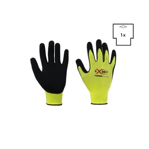 Rossini pracovné rukavice Polyester a prírodný pieskový latex žlté
