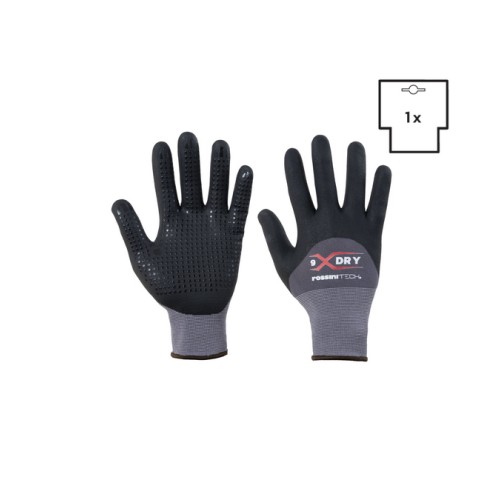 Rossini protišmykové pracovné rukavice Nylon-Spandex Nitrilová mikropena čierne