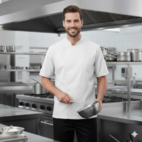 Giblor's Thiago kuchársky rondón krátky rukáv - farba biela Giblor's Thiago kuchársky rondón krátky rukáv - farba biela