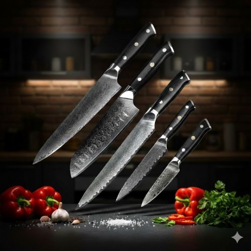 Marmiton Sango YYC011 set 5 japonských damaškových nožov v krabičke rukoväť G10