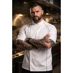 Kentaur 23400 kuchársky rondón krátky rukáv pánsky aj dámsky biela s šedým