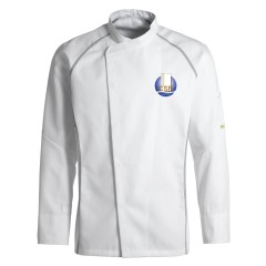 Kentaur 23401 chef jacket long sleeve men women white with gray