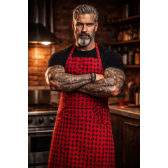 Toma SKULL kuchárska zástera s trakmi a vreckom vzor lebka pánska dámska