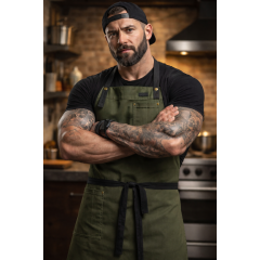 Kentaur 30360 Oľivenie  kuchárska a casnicka zástera s vreckami olivová