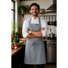 Denny's DP200 kuchárska zástera s trakmi šedá