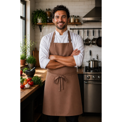 Denny's DP200 kuchárska zástera s trakmi okruhliakovo hnedá