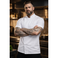 Giblor's Thiago kuchársky rondón krátky rukáv - farba biela