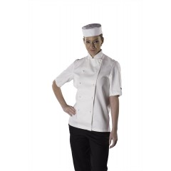 Denny 's Le Chef rondón 100% bavlna satén krátky rukáv - farba biela