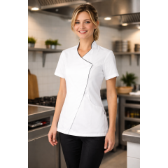 Giblor´s Sion kuchársky rondon dámsky krátky rukáv biela
